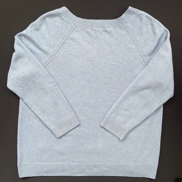 NWOT Talbots Women’s 2X Plus Blue Nylon Wool Cashmere V-Neck Ribknit Sweater - Picture 7 of 7